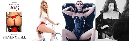Закръглената 90 кг Кандис Хъфин в календара на Pirelli за 2015 г.