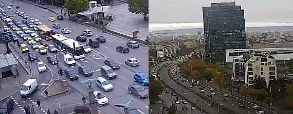 Натоварен тарфик в София. Основни булеварди са задръстени