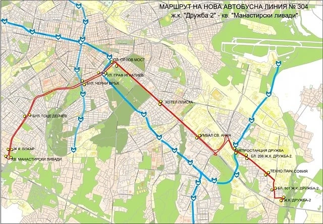 Експресна автобусна линия № 304 тръгва в София 