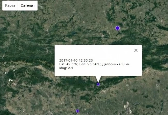 Земетресение край Стара Загора