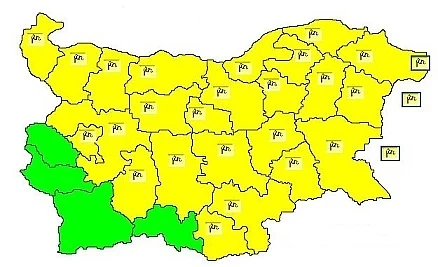 Жълт код за силен вятър утре