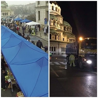 След фермерския пазар в столицата измиха улицата