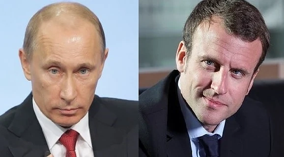 Путин проведе първи телефонен разговор с Еманюел Макрон