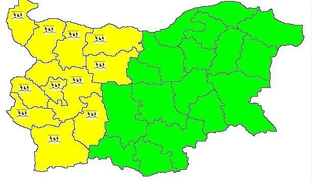 Жълт код за валежи в Западна България 