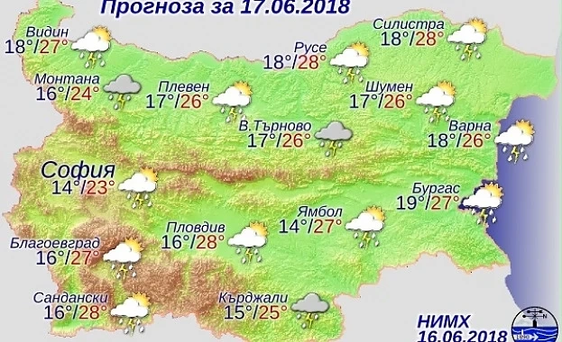 Жълт код за дъждове в неделя