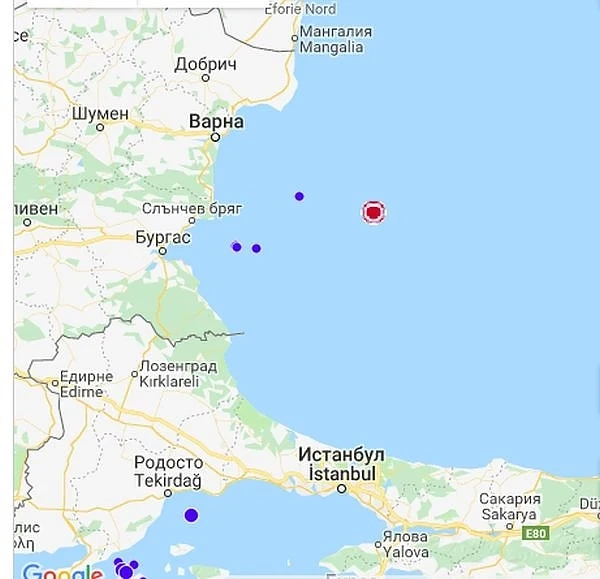 Слабо земетресение в Черно море 