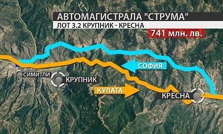 Кабинетът гарантира средства за участъка Крупник-Кресна на магистрала \