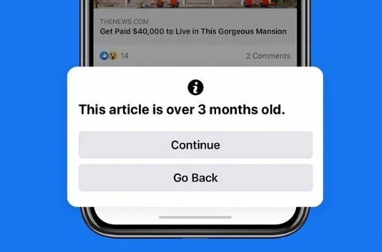 Facebook ще ни предупреждава, ако споделяме стари статии