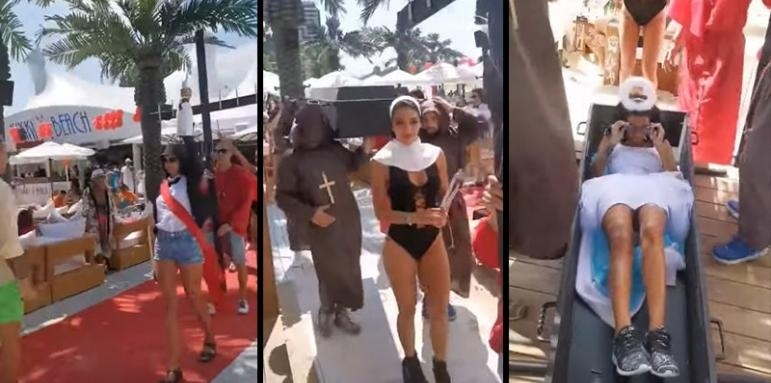 Заведение на Слънчев бряг удари VIP дъното с ковчег на плажа (ВИДЕО)