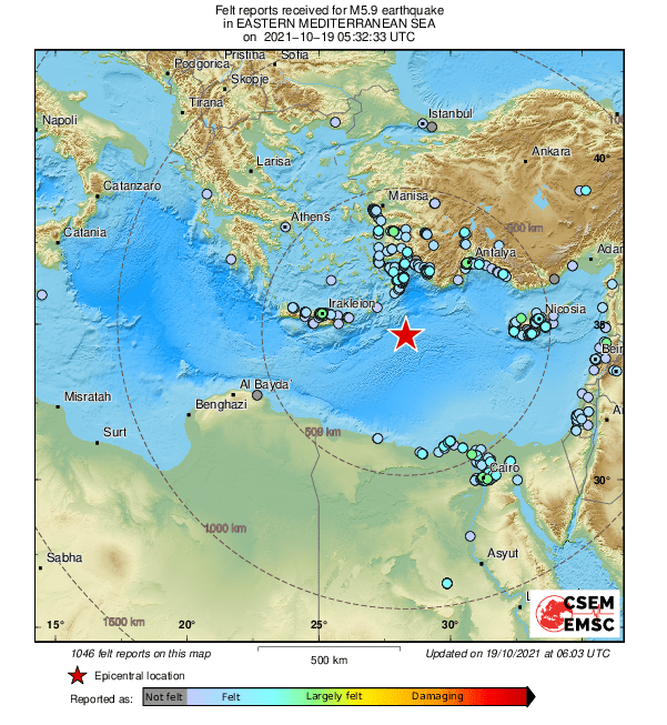 Мощно земетресение разлюля гръцкия о-в Карпатос, усетено е в Египет и в Израел