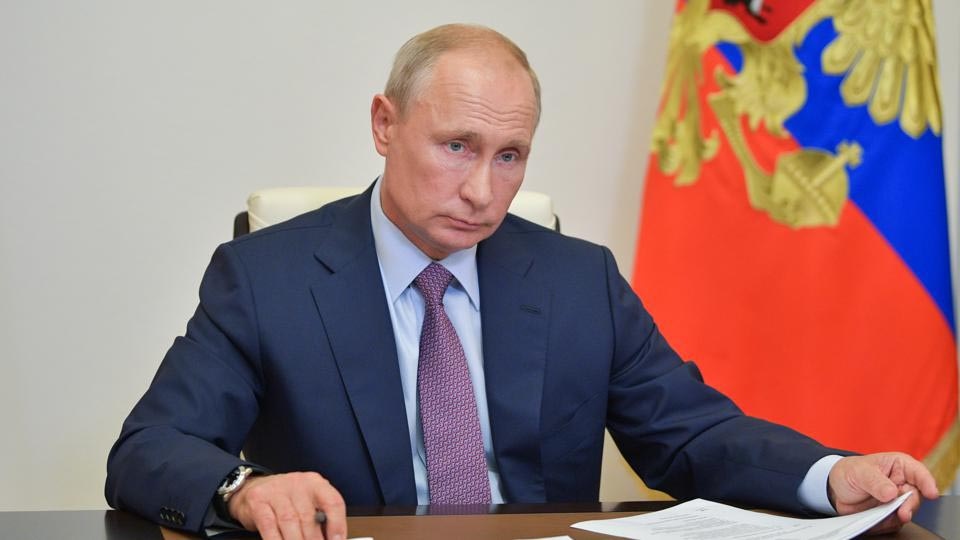 Руският президент Владимир Путин, който се включи онлайн в срещата