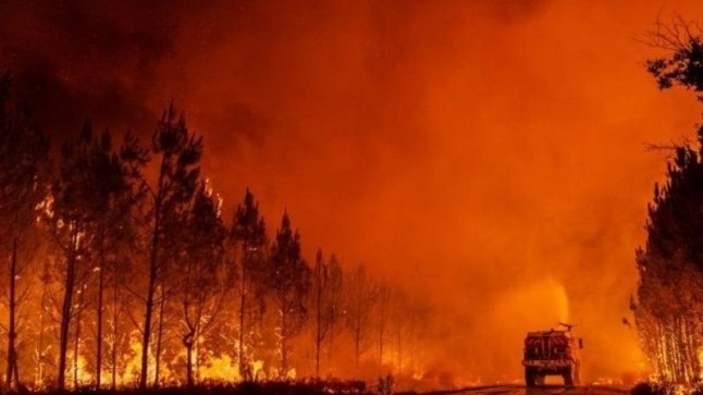 Огромен пожар гори до военния полигон край Казанлък