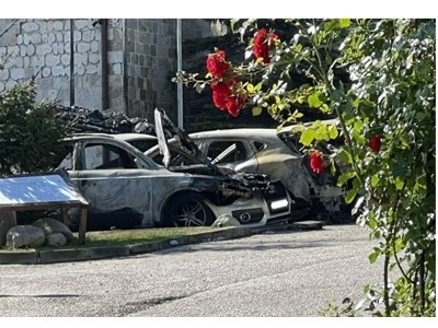 9 коли изгоряха на паркинга на хотел в Банско