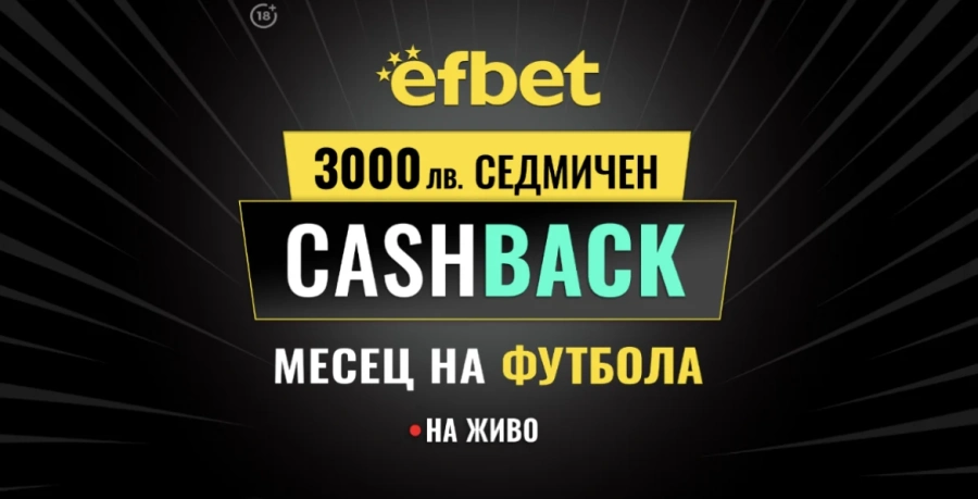 3000 лв. Седмичен Кешбек в Месец на футбола на efbet