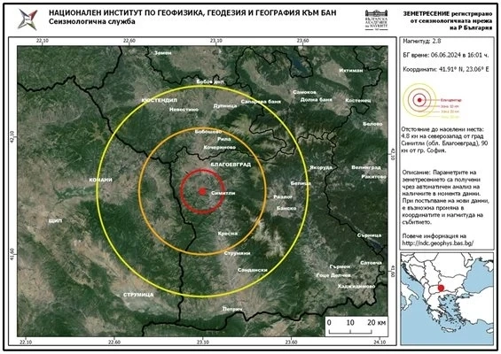 Земетресение край Симитли