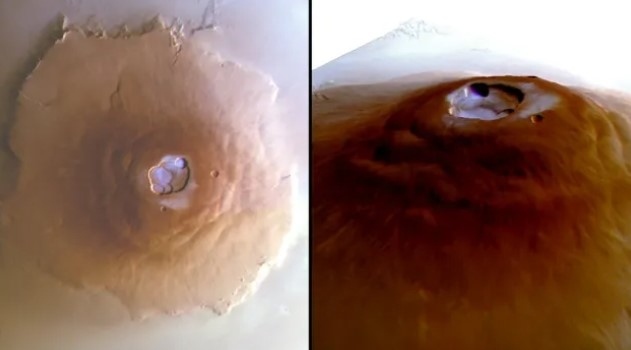 Върховете на Марс са покрити със скреж
