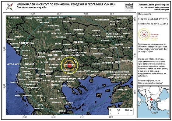 Земетресение до Петрич